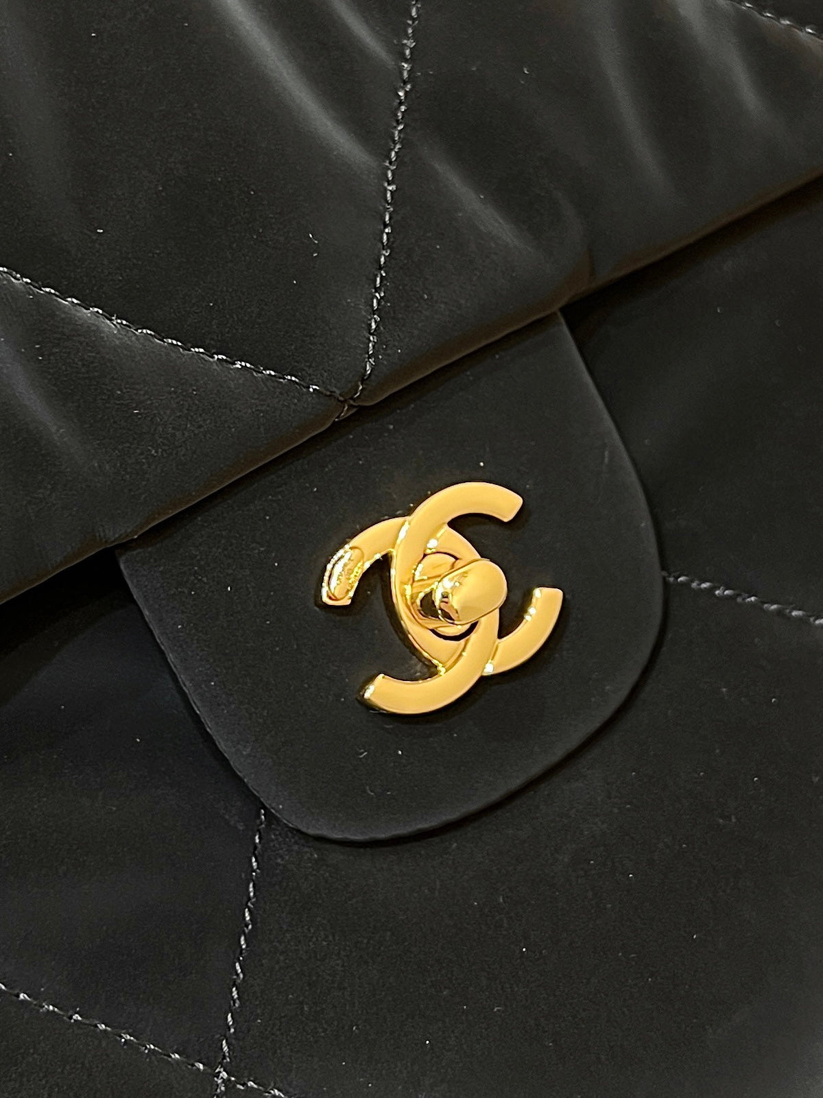 CHANEL HOBO 44 IN COCONEIGE BLACK NYLON VELVET GOLD HARDWARE
