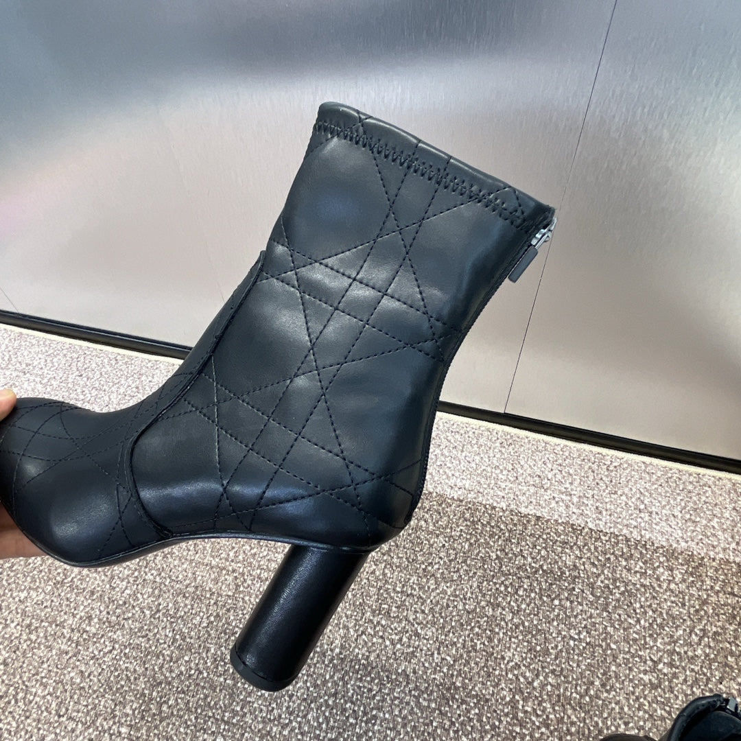 DIOR 25S D-SHADOW COUTURE SERIES ANKLE BOOTS 90MM IN BLACK CALFSKIN