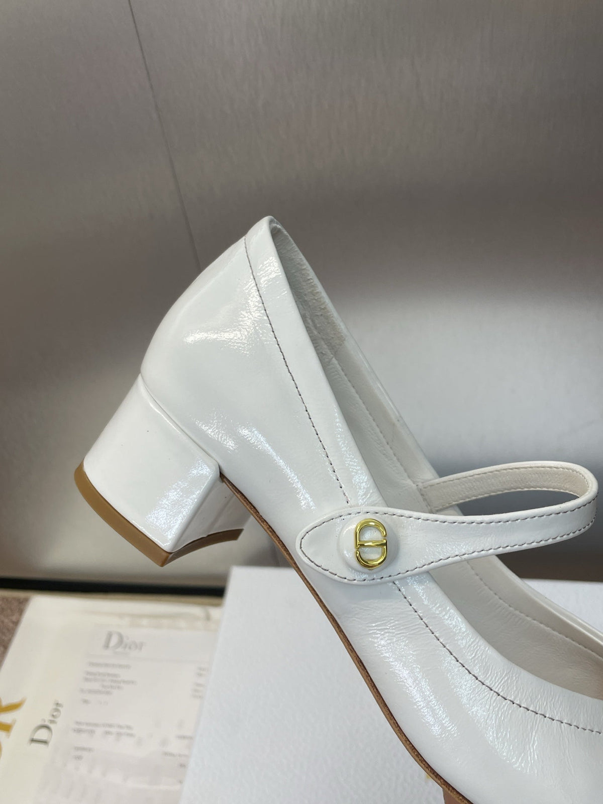 DIOR 25S ROUND-TOE MARY JANE BALLET FLATS IN WHITE CALFSKIN