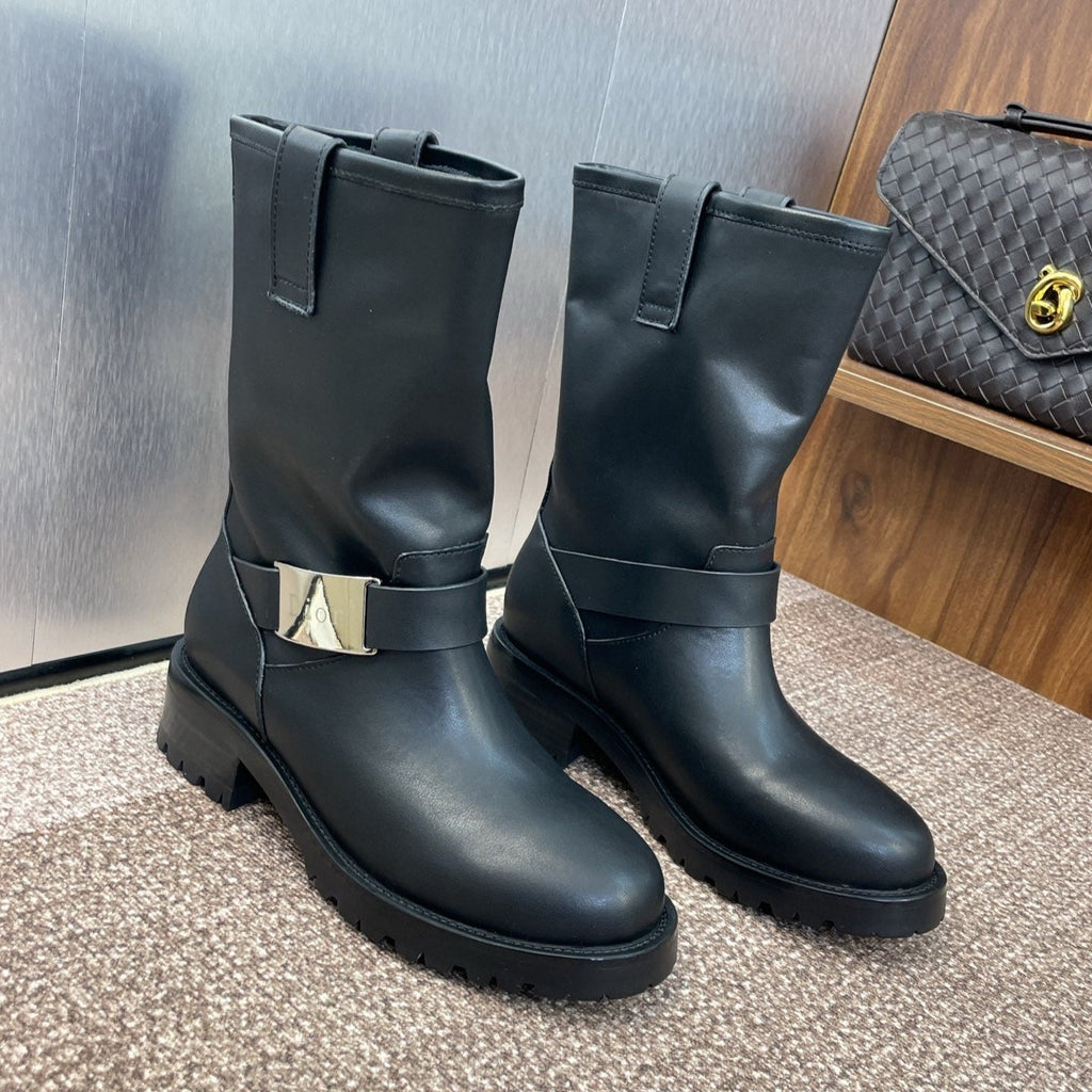 DIOR 25S D-QUEST BOOTS 45MM IN BLACK CALFSKIN