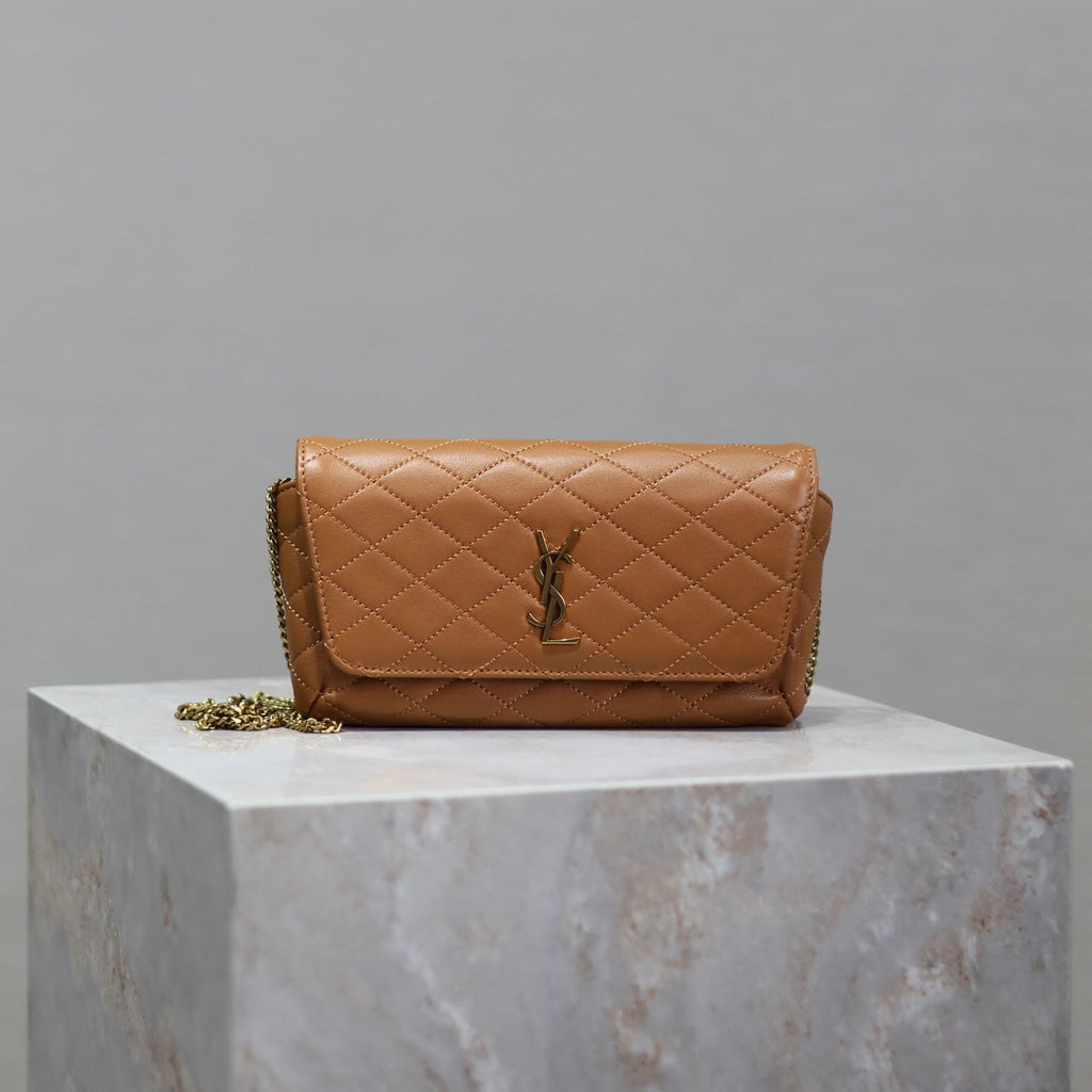 YSL 25S SAINT LAURENT GABY 19 IN FOX QUILTED CALFSKIN GOLD HARDWRE