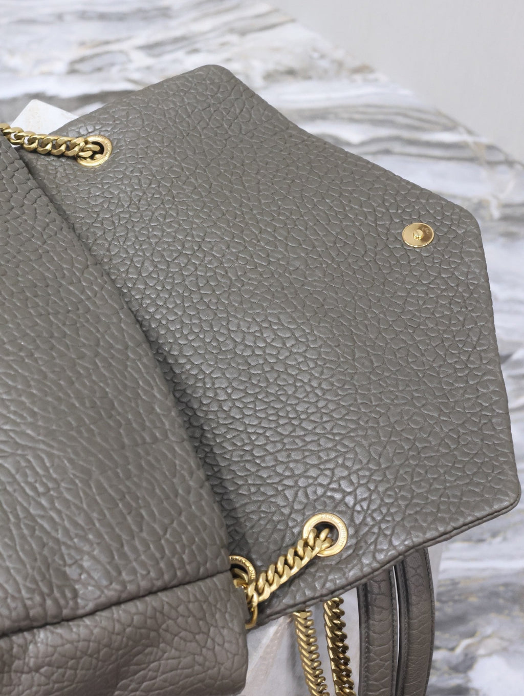YSL 25S CALYPSO BAG 38 IN ARMY GREEN GRAINED LAMBSKIN GOLD HARDWRE