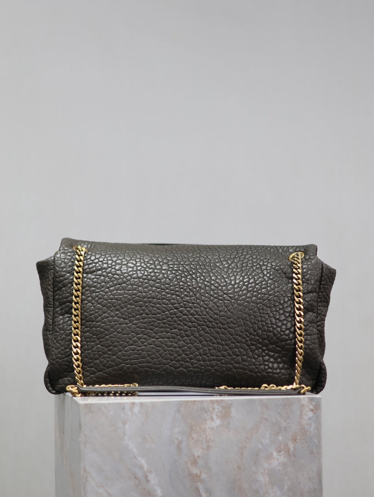 YSL 25S CALYPSO BAG 38 IN ARMY GREEN GRAINED LAMBSKIN GOLD HARDWRE