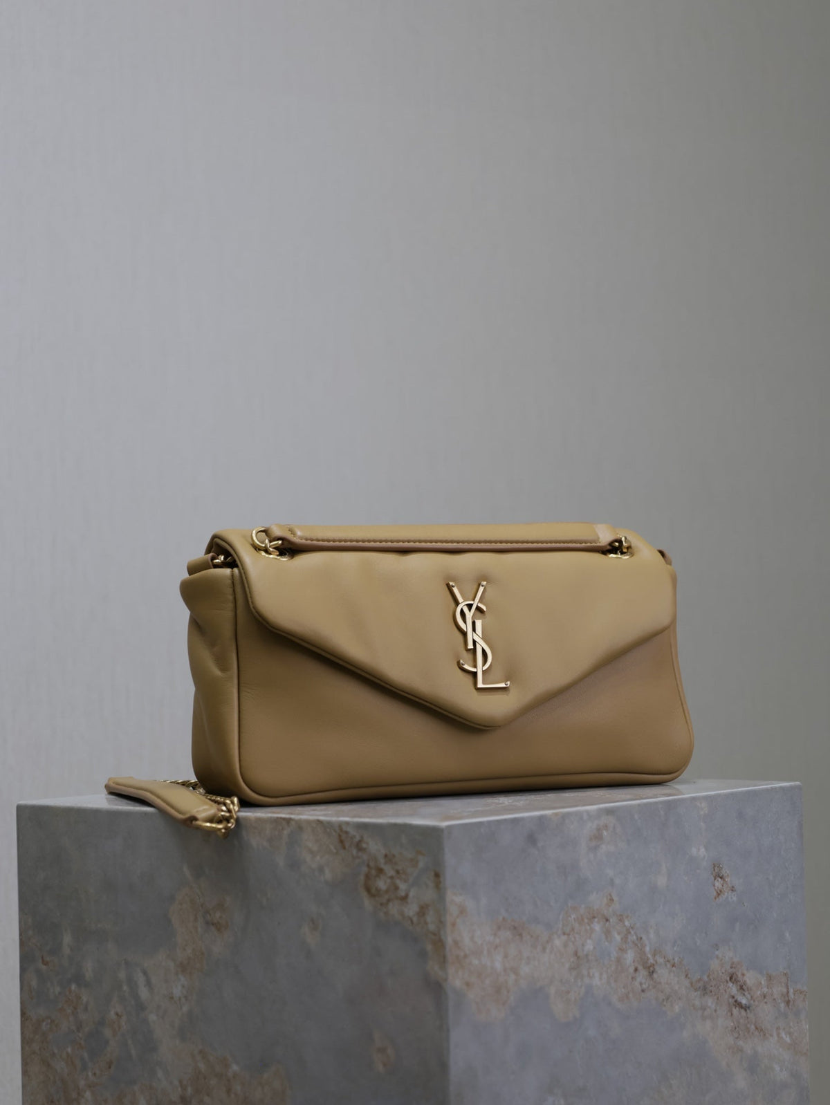 YSL 25S CALYPSO HANDBAG 26 IN LIGHT BROWN LAMBSKIN GOLD HARDWRE