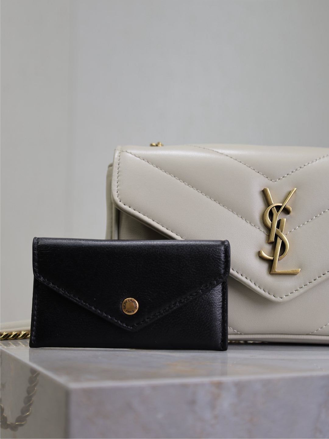 LOULOU MINI 20 IN WHITE SHEEPSKIN GOLD HARDWARE