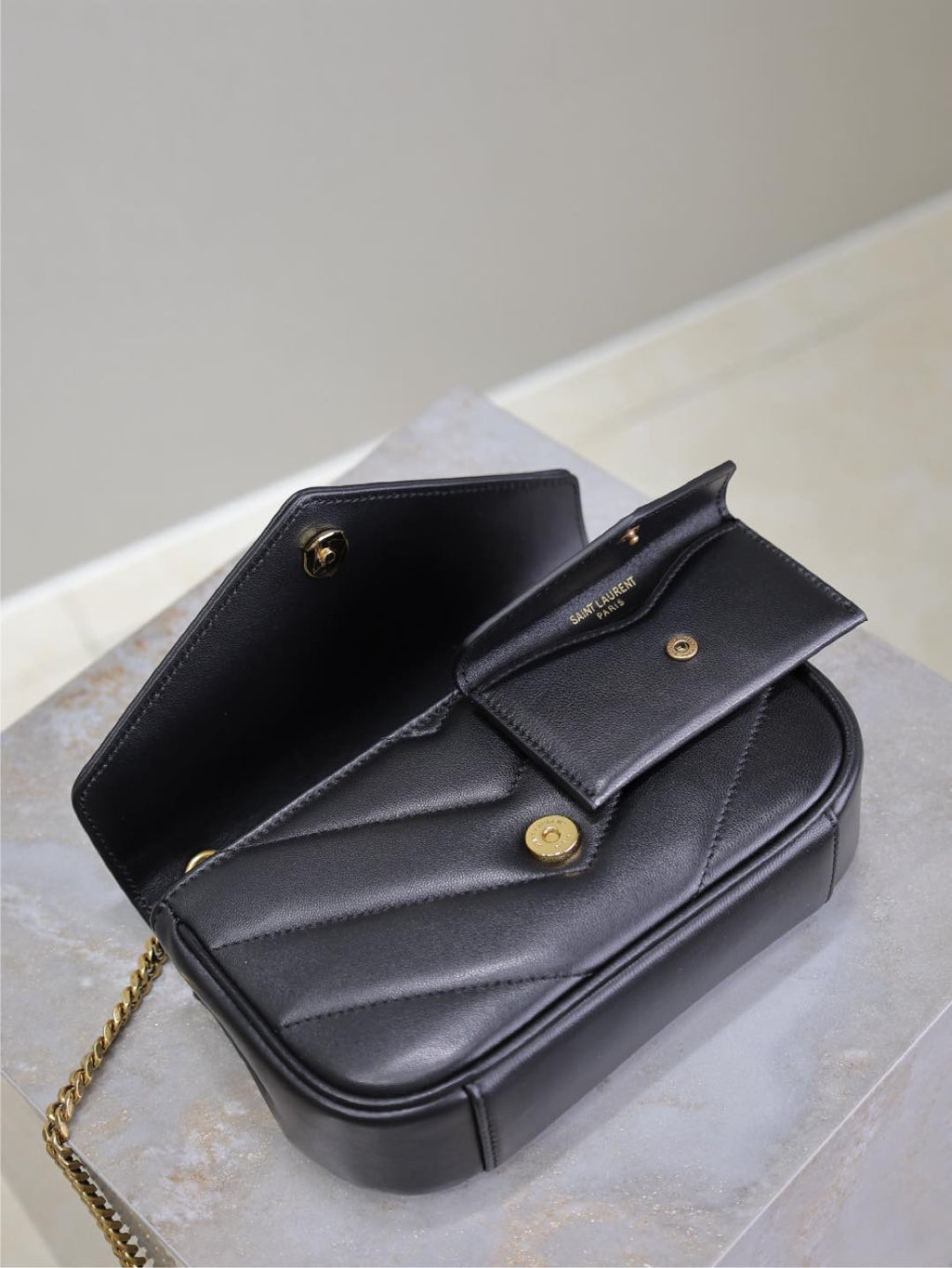 LOULOU MINI 20 IN BLACK SHEEPSKIN GOLD HARDWARE