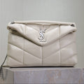 YSL 25S LOULOU PUFFER GM 35 IN SMOKEY TAUPE CALFSKIN SILVER HARDWRE